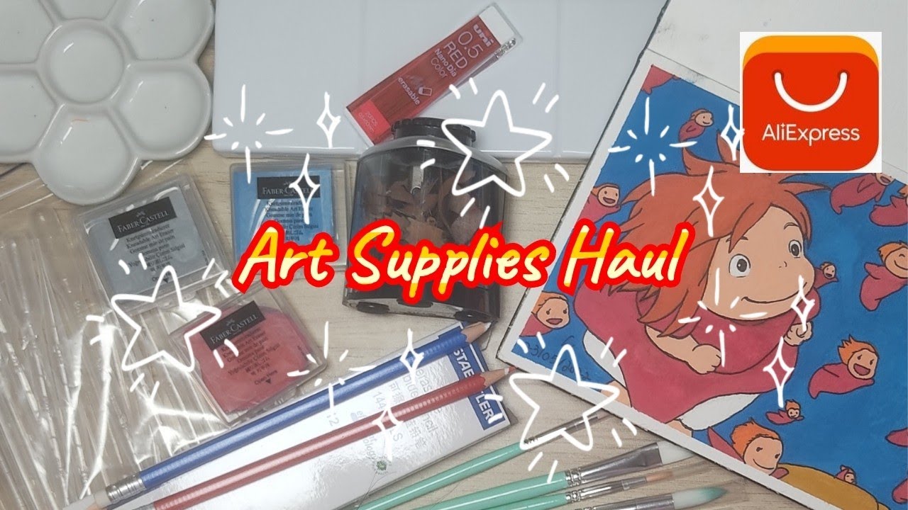 Art supplies haul + Gouache painting | AliExpress | ASMR