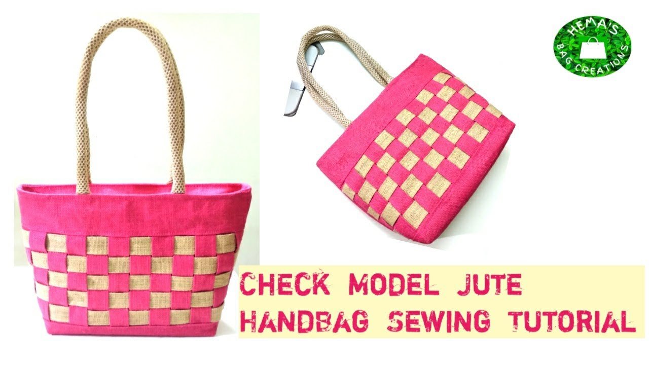 DIY Check Model Jute HandBag Making At Home/Designer Jute HandBag Sewing With Simple Steps #jutebag