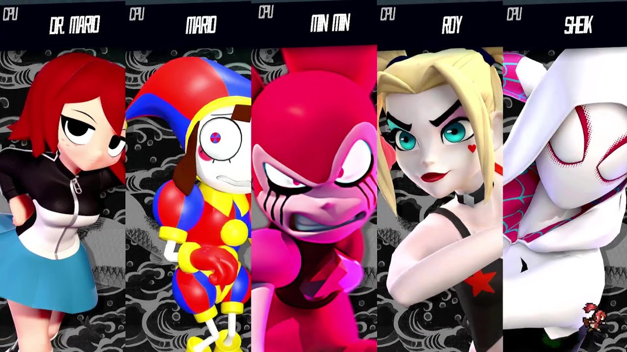 Spinel vs Ponmi vs Kim Pine vs Spider Qwen vs Harley Quinn - Requested Smash Battle