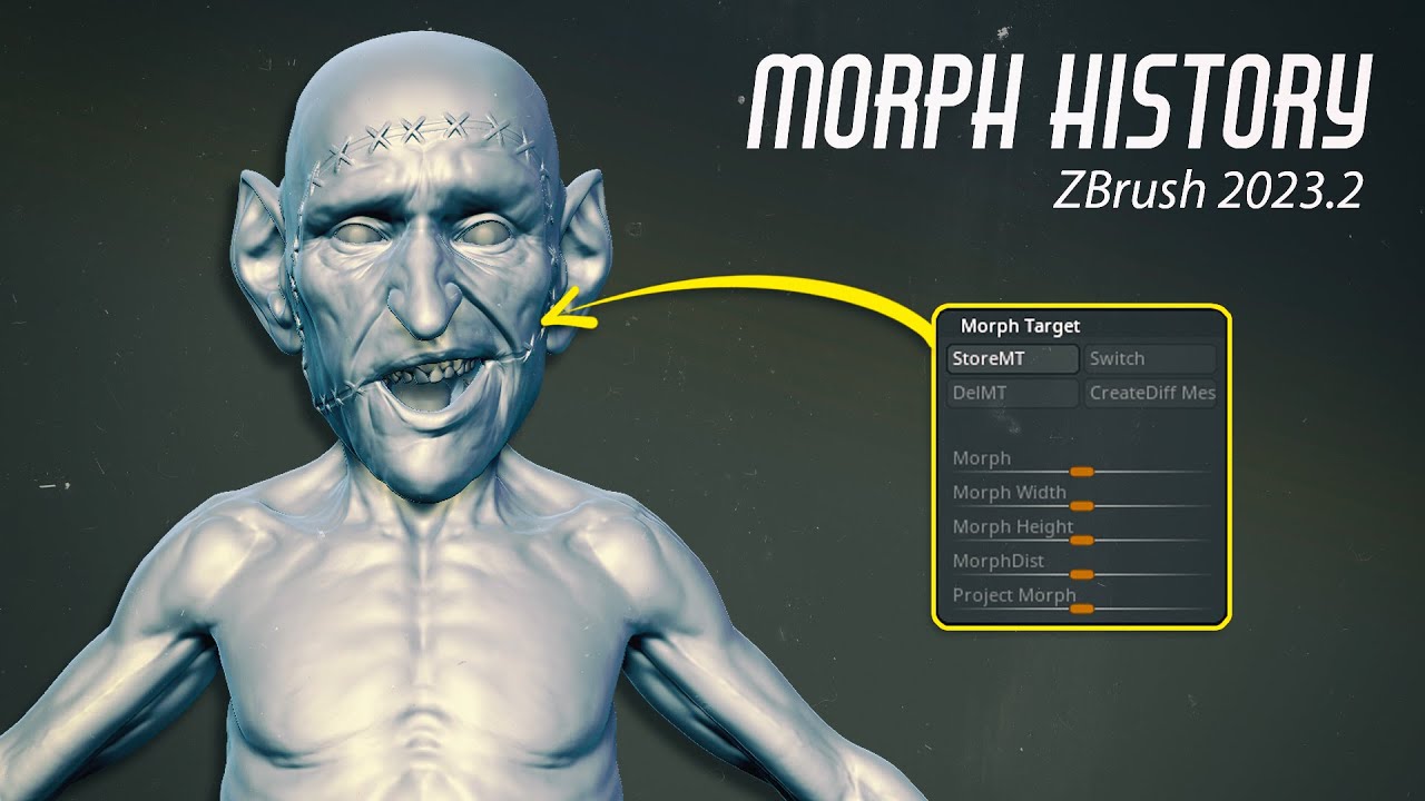 Morph Brush History - Use undo history as morph targets in ZBrush 2023.2!