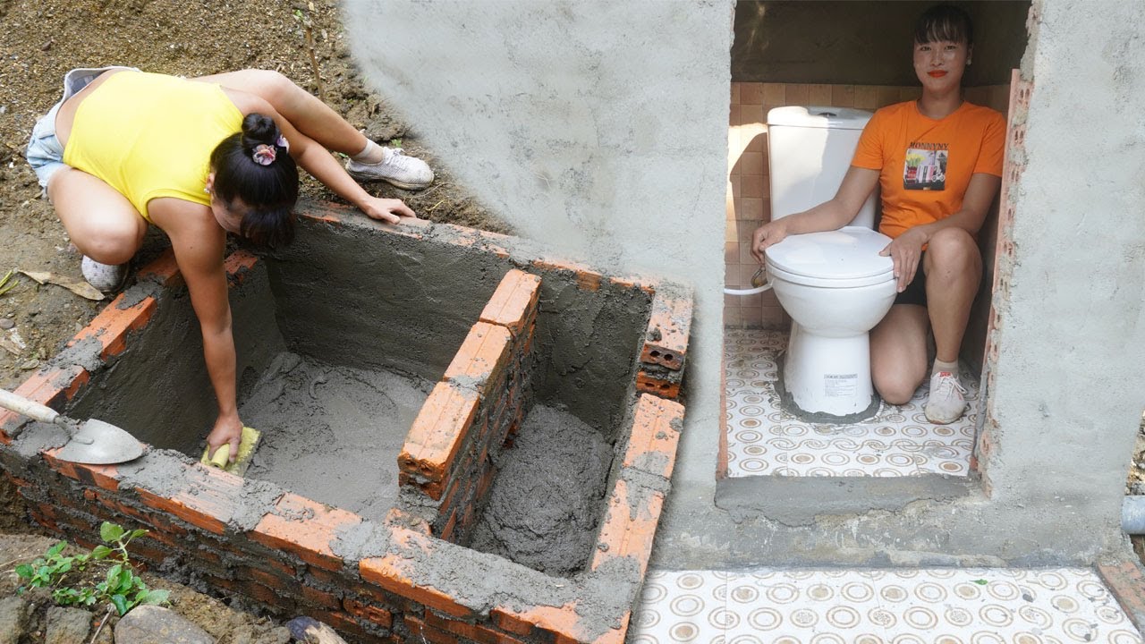 CEO Girl Leaves The City for The Forest Build Farm: TIMELAPSE &ndash; Complete Bathroom & Toilet Build