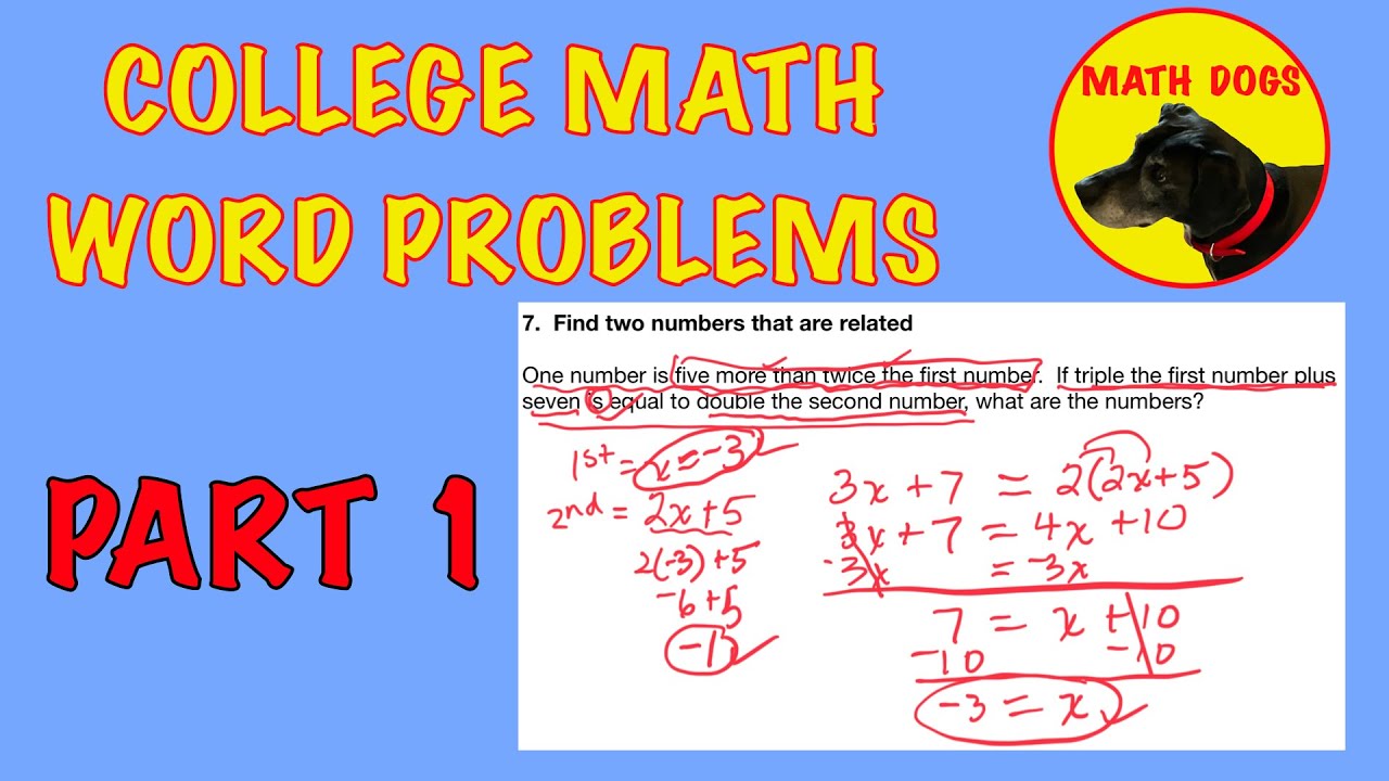 COLLEGE ALGEBRA WORD PROBLEMS (Part 1)