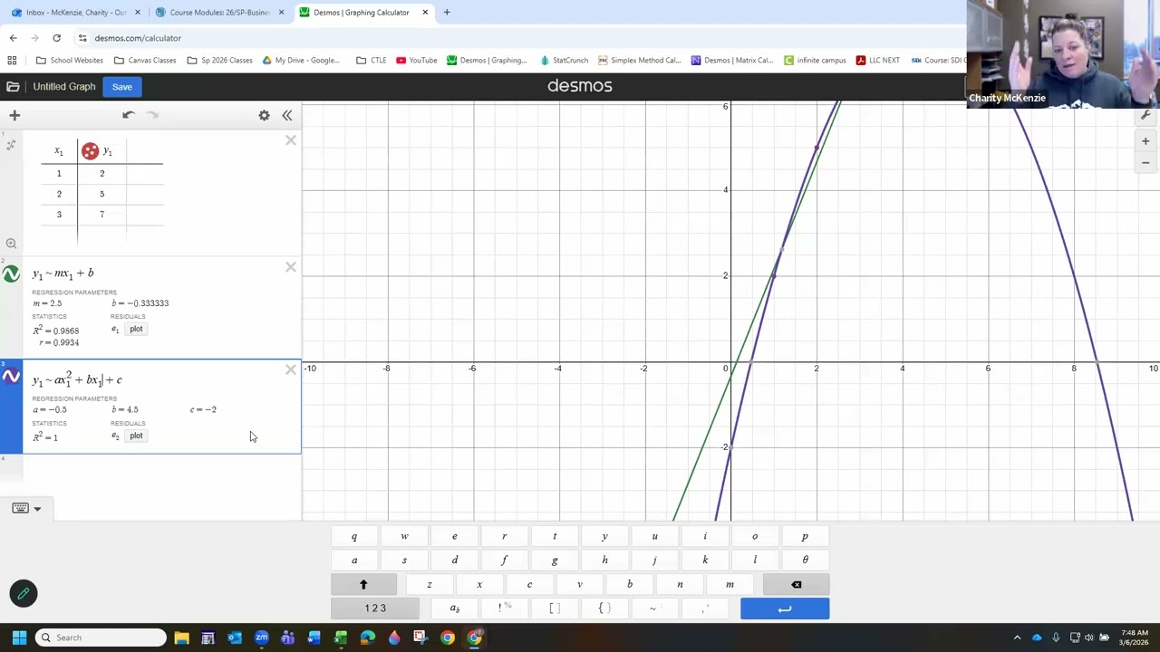 desmos regression line or line of best fit idea