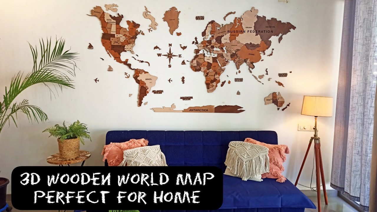 3D Wooden World Map Perfect For Home Decor || Rekha's Interior Tips