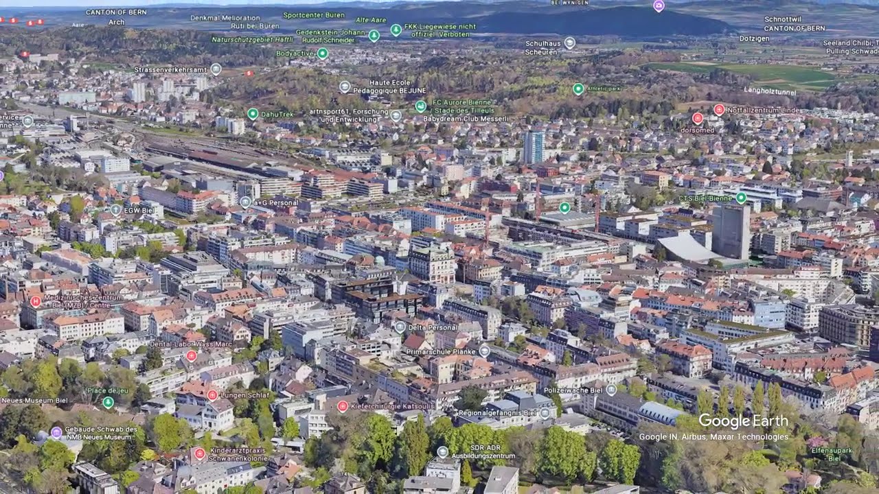Bienne View 3D  Discover BielBienne Switzerland in Stunning 4K Aerial