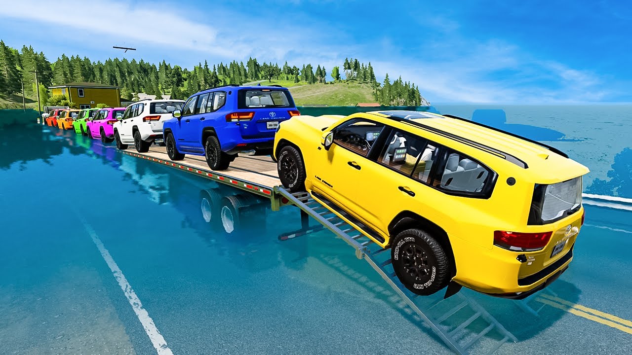 Flatbed Trailer McQueen | Lava Pothole vs Cars #10 | BeamNG.Drive Crashes