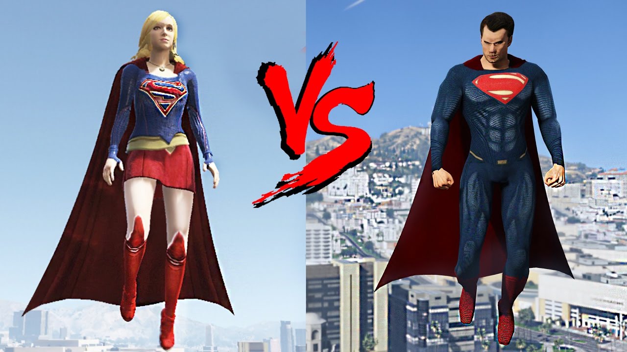 SUPERGIRL vs SUPERMAN - GTA 5 MOD EPIC BATTLE - HD 60 FPS