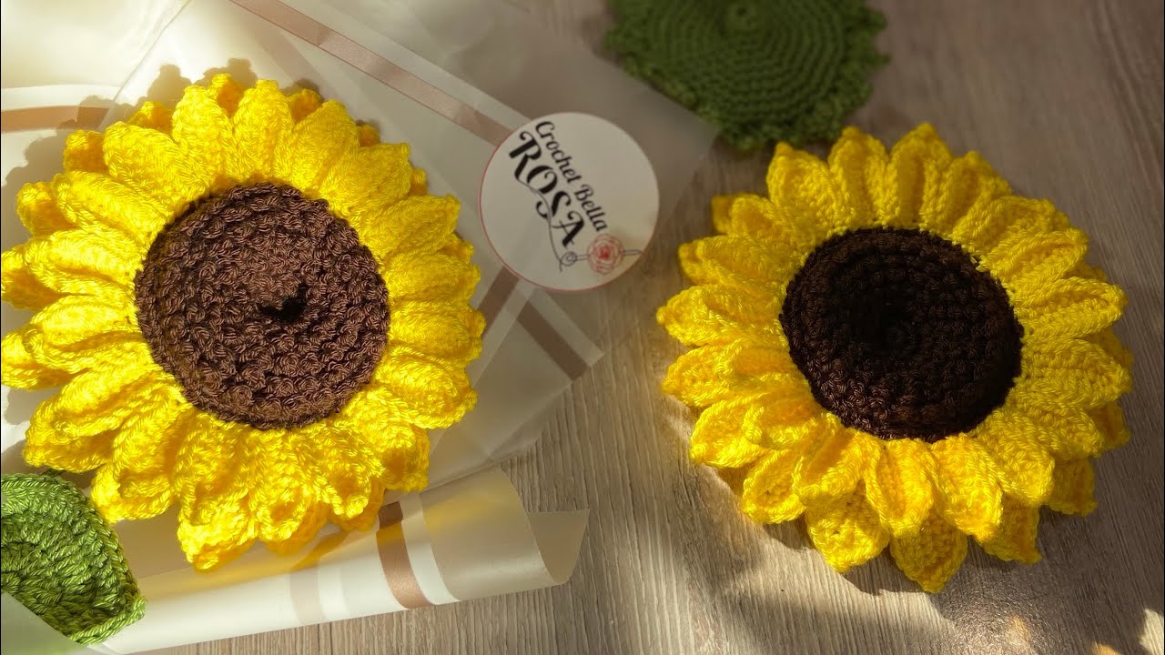 •	Crochet Sunflower 🌻 Easy Step-by-Step Tutorial for Beginnersكروشيه دوار الشمس خطوة بخطوة بسهولة 