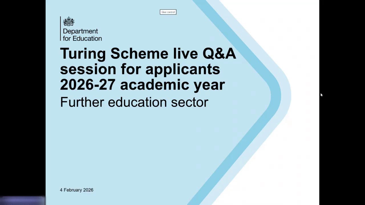 Turing Scheme live Q&A session for further education applicants for the 2026 to 27 academic year