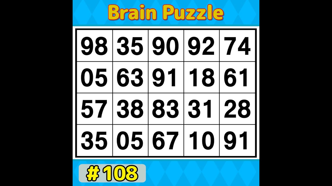 【Number Search】 Boost your concentration. 《Brain training》 #108