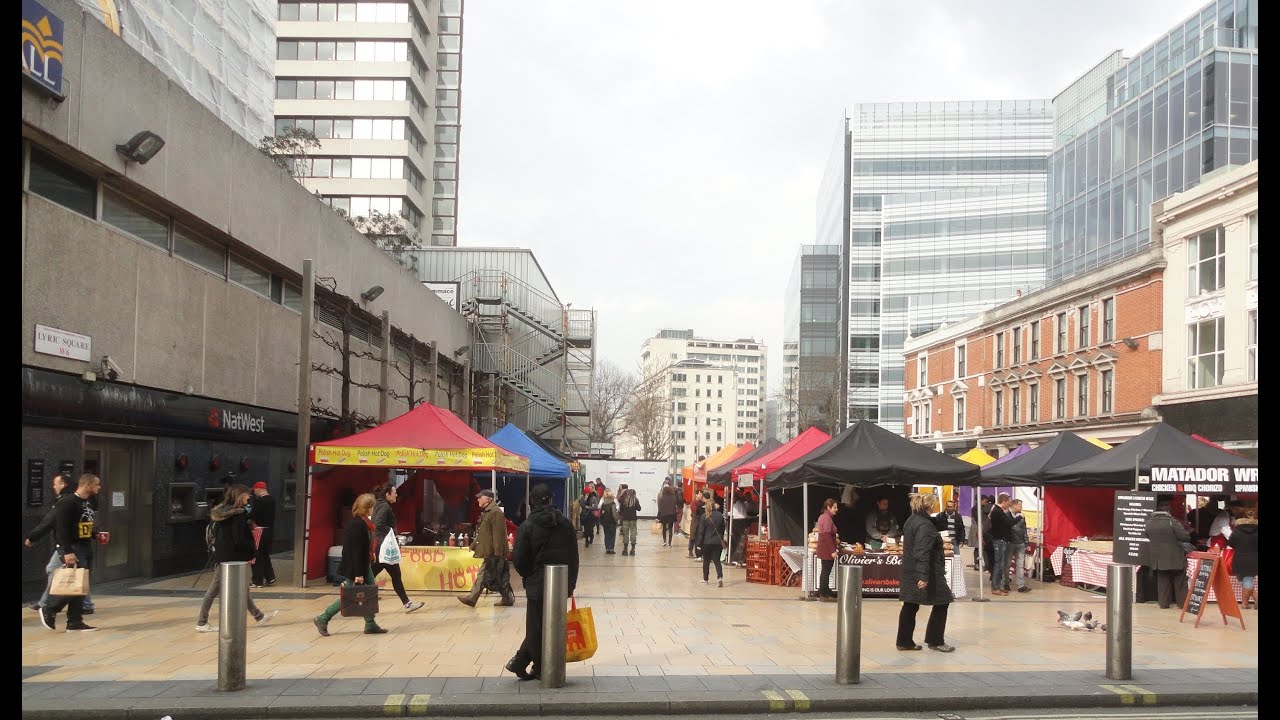 Walking around the Street Food Stalls of Lyric Square Market, Hammersmith Broadway, London   28th Ma