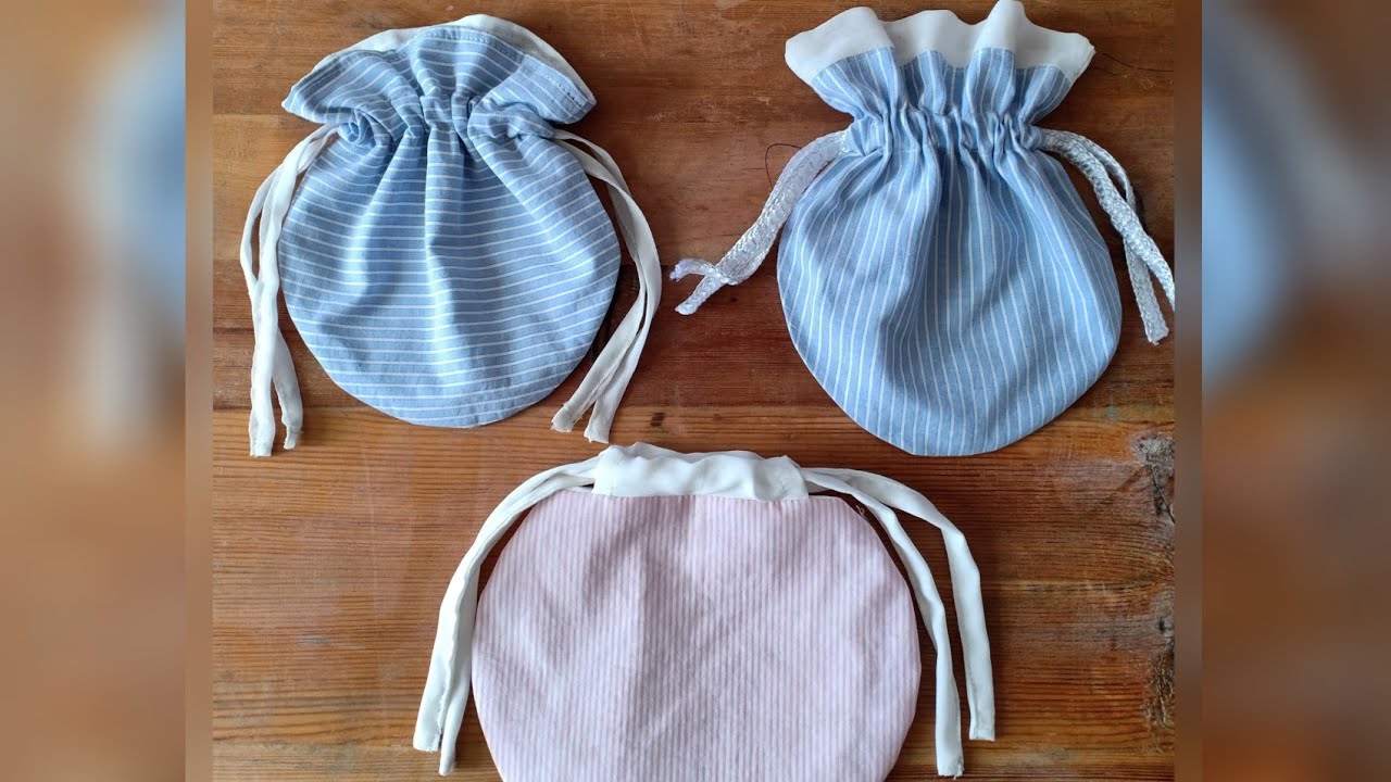 خياطة حقيبة الرباط بالإبرة أو آلة الخياطة لجمع أغراضك DIY POCHON A CORDONS/ DRAWSTRING BAGS