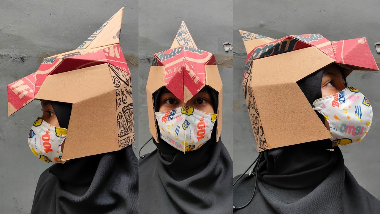 Cara Membuat Helm Burung Garuda Dari Kardus. Panduan Kerajinan Kardus Pola 853