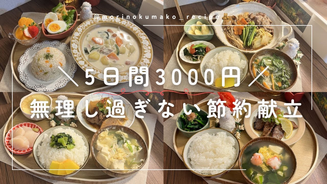 【二人暮らしの晩ごはん】節約レシピ|1日約500円|食費月1.5万円🍲濃厚クリームシチュー｜豚こま大根｜牛ネギ塩｜すき焼き｜鶏キャベツ焼売
