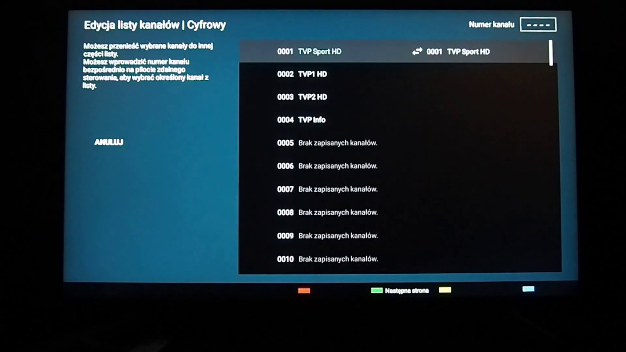 Sony 55XG8505 - zarzadzanie kanałami telewizyjnymi