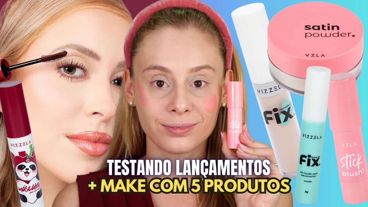 MAKE COM 5 PRODUTOS + TESTANDO MÁSCARA CHERRY *Lançamento Vizzela*