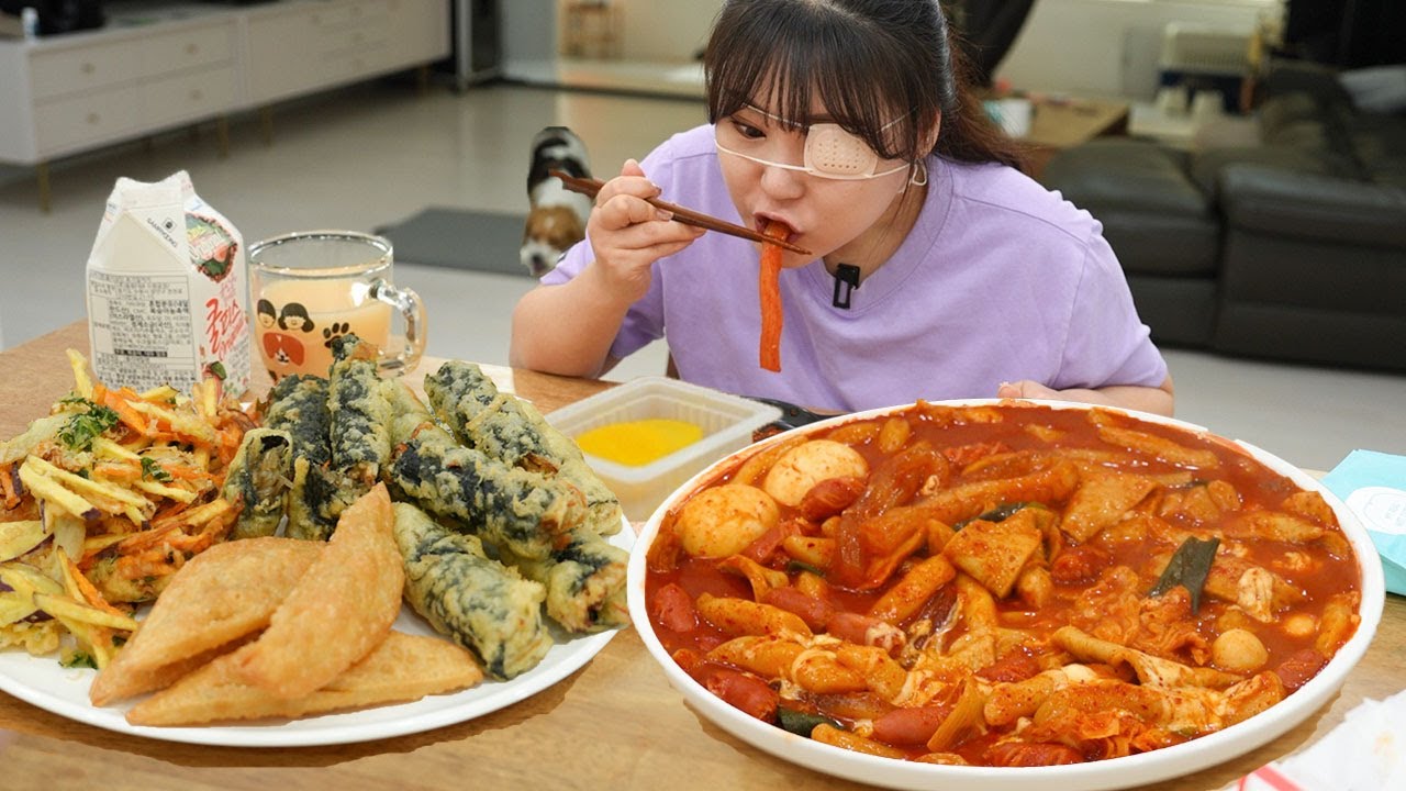 Острые Ёпки Ттокпокки с домашней жареной едой🥟Мукбанг