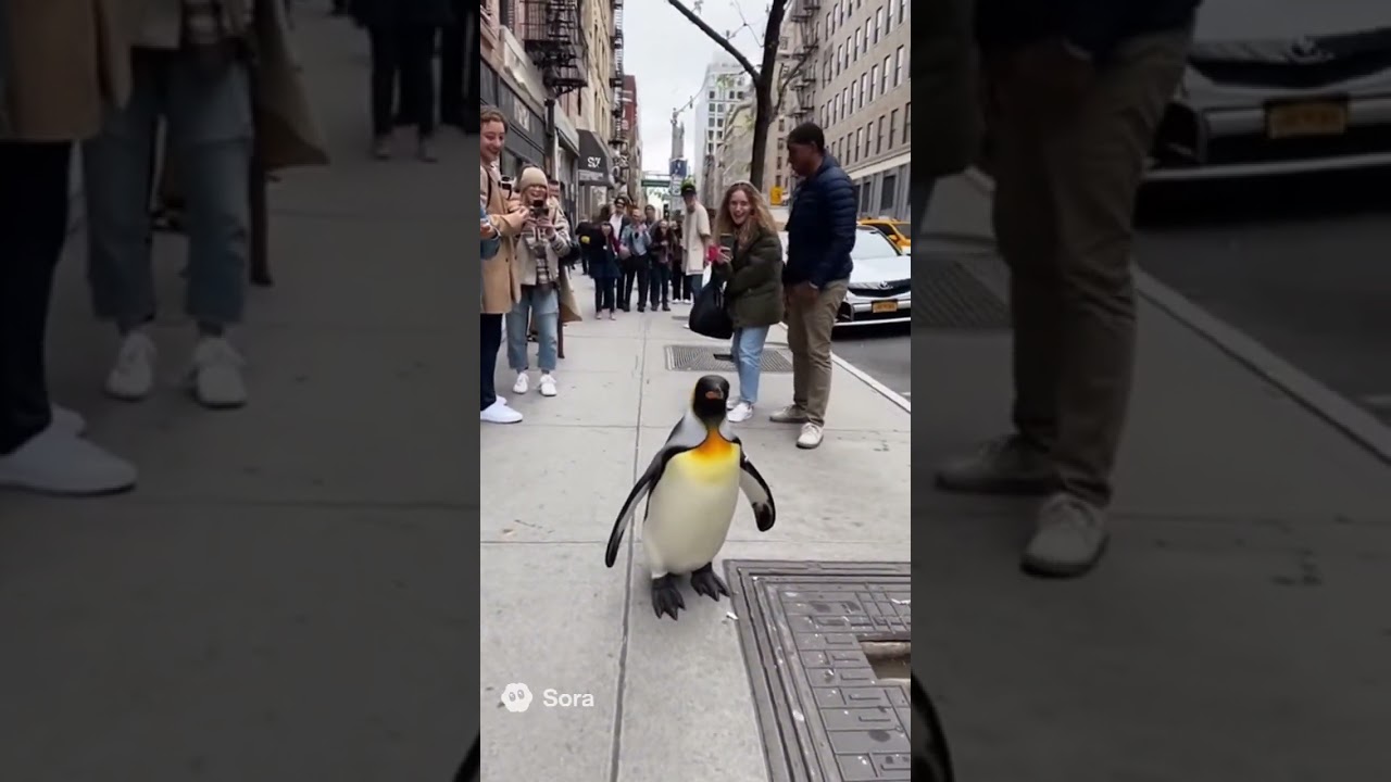 Penguin Walking Through City | #penguin #funnyanimals #street #viralshorts #lol