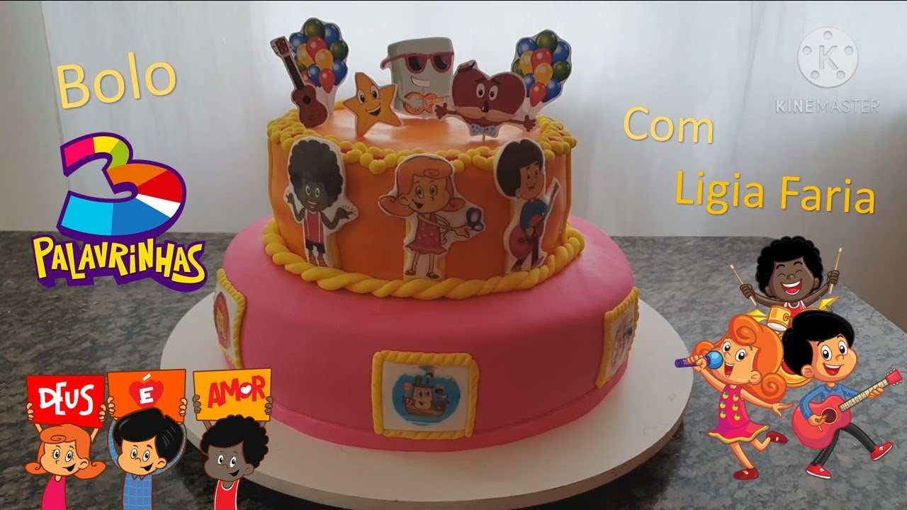 Bolo de 2 andares de 3 Palavrinhas - Com Ligia Faria