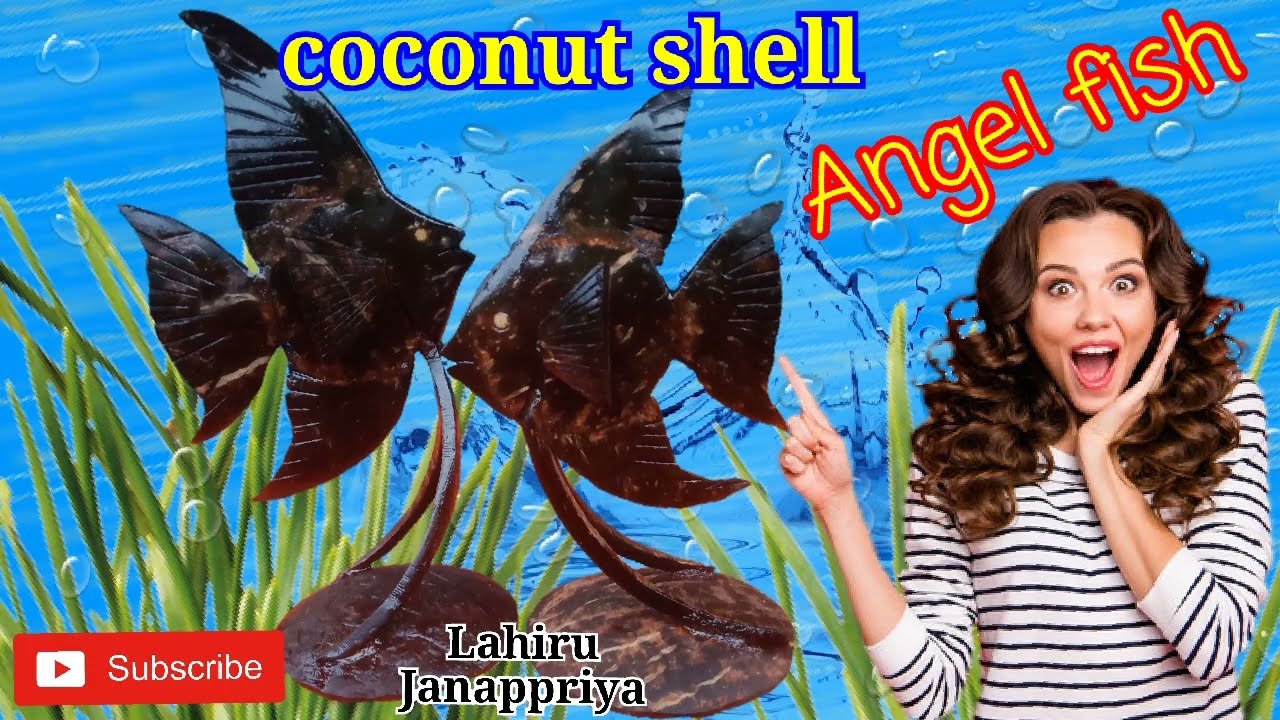 Coconut shell 🐠🤗😃 Angel fish #art #coconutshellcraft පොල්කටු නිර්මාණ