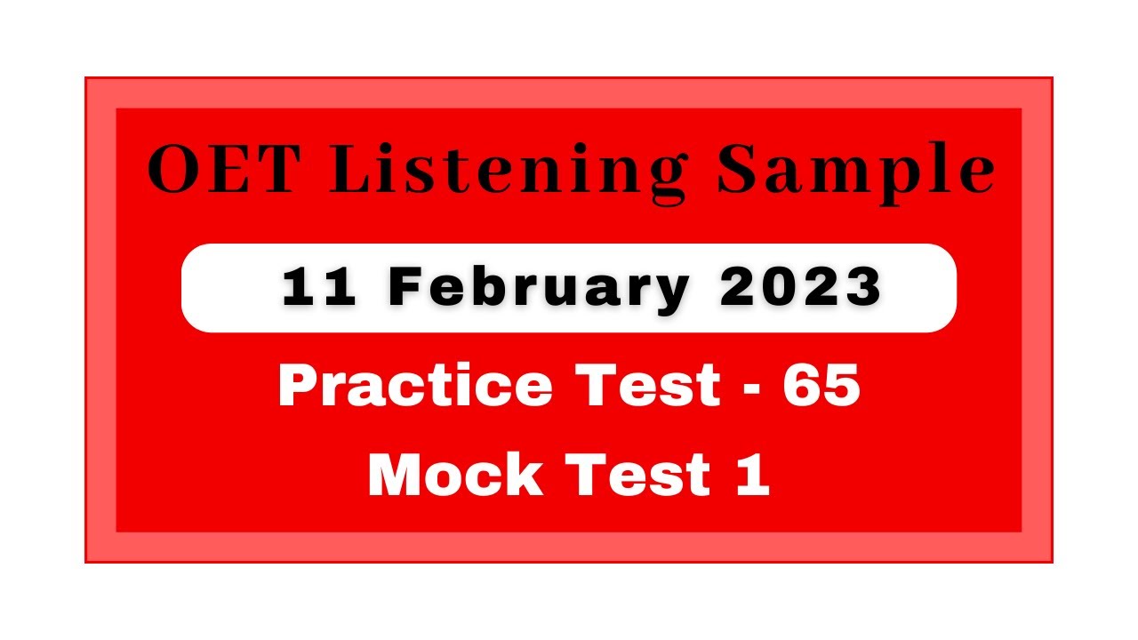 OET LISTENING SAMPLE TEST for Nurses / Doctors | OET 2.0 updated sample Test 65 |#oet #oetlistening
