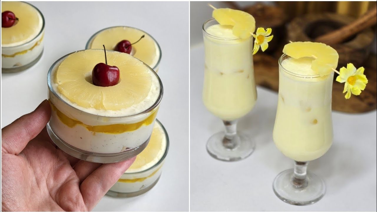 وصفات صيفية تحلية الأناناس بجوز الهند و عصير pina colada🥥🍍🏖