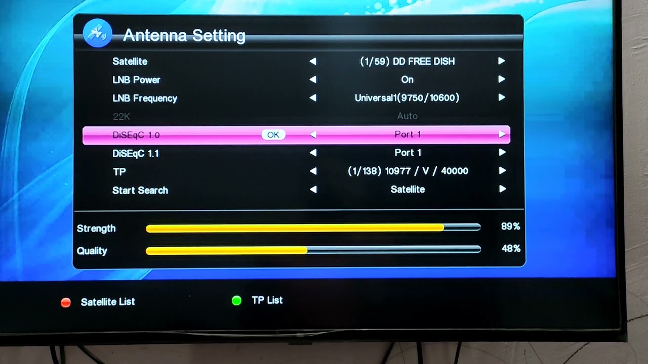 DD Free Dish Signal Settings From MPEG-4 Set Top Box