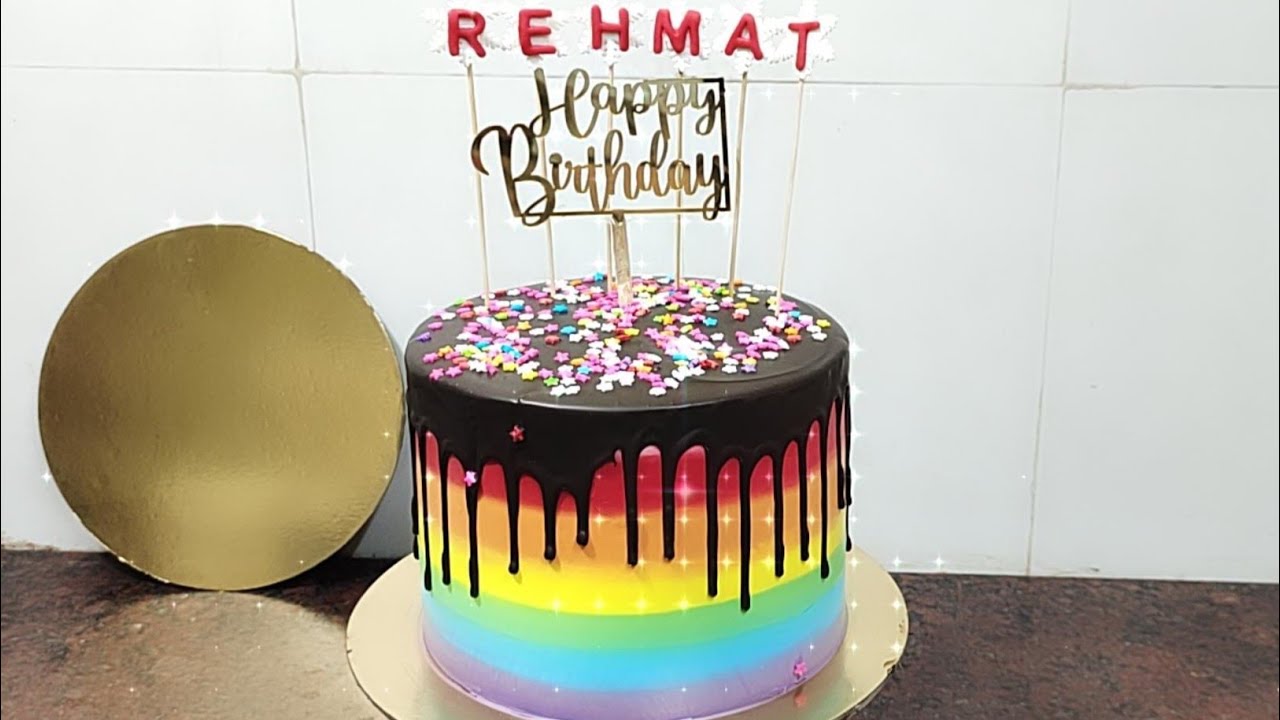 Rainbow theme cake simple idea 😉