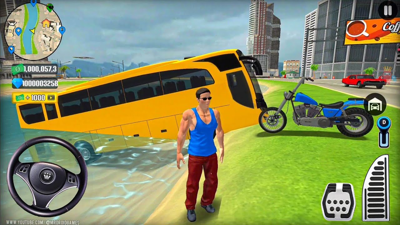 Bus, Police Car & Bike Driving in Open World Game - Android Gameplay