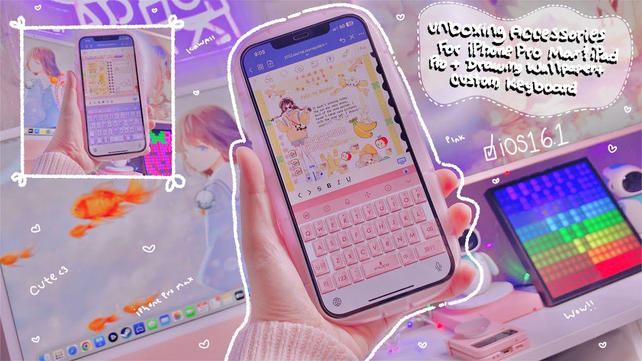 [iOS16.1.1] Unboxing Accessories For iPhone Pro Max & iPad Pro + Customize Inside Out + Drawing 🎀💕
