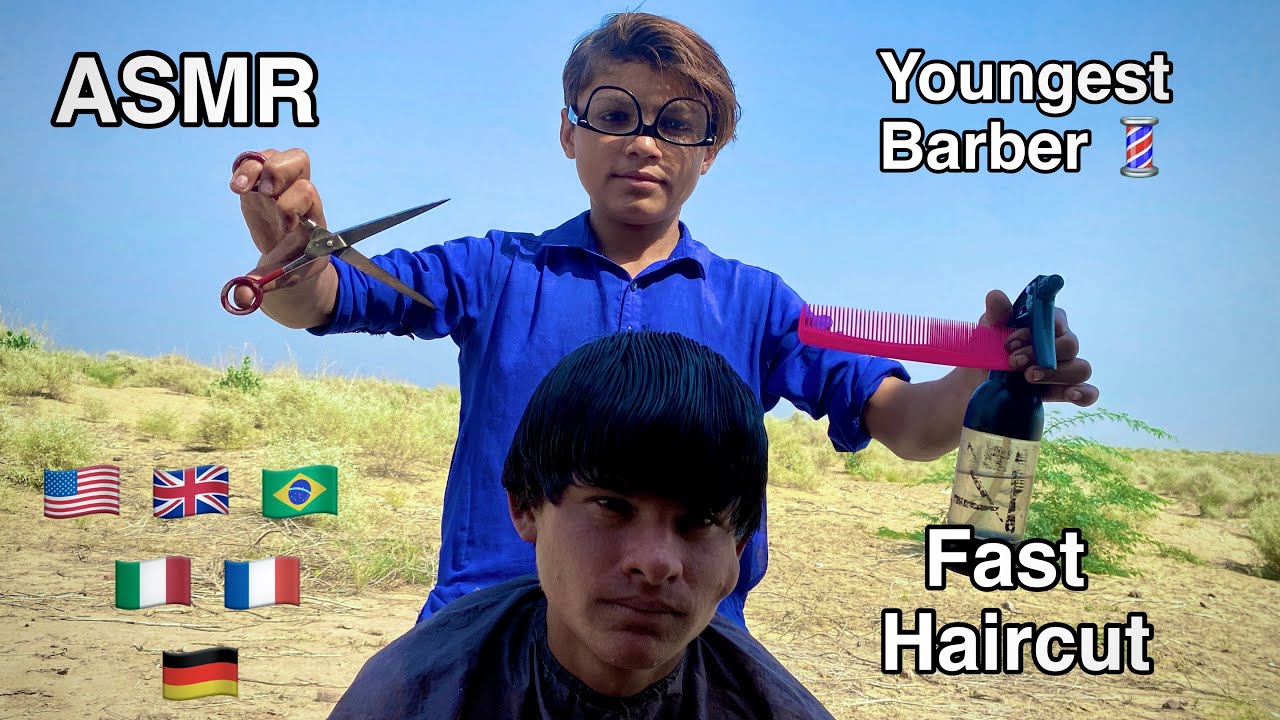 ASMR youngest Barber 💈 In the world  🌍 Fast Haircut 💇‍♂️