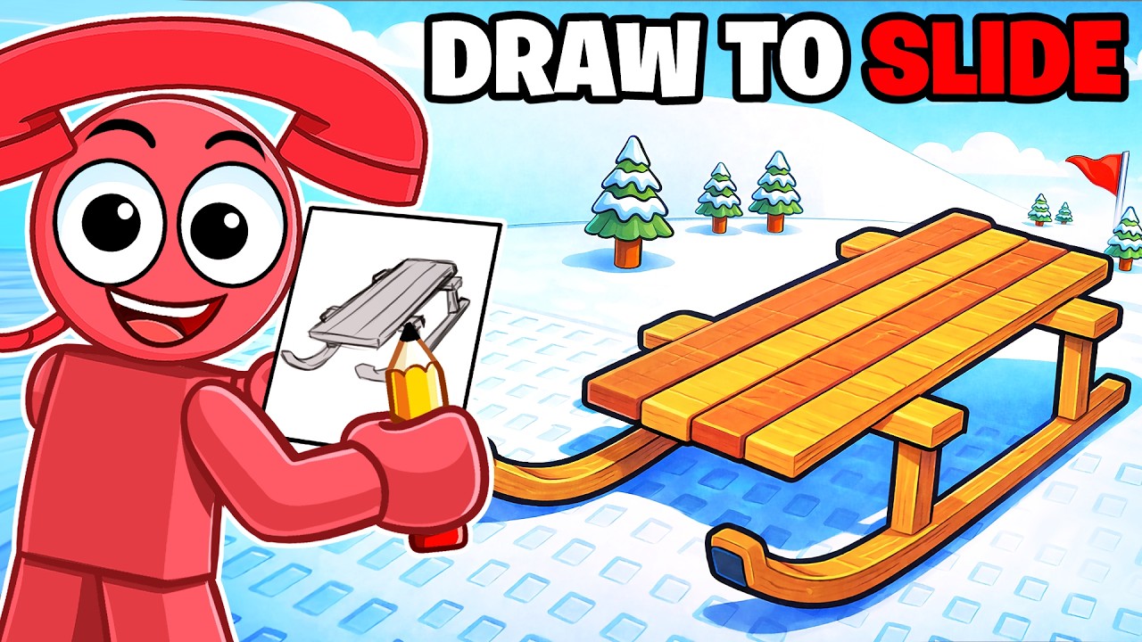 DRAW a SLED and Slide DOWNHILL in Roblox...