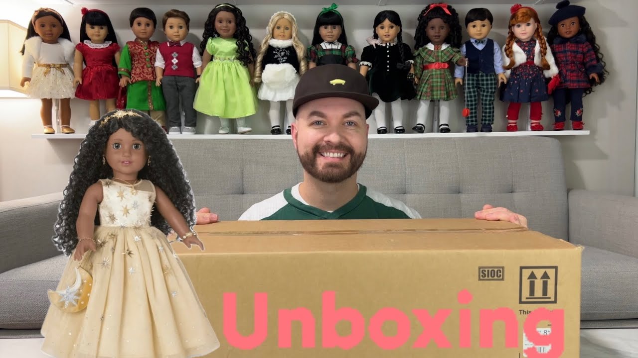 Распаковка и переодевание мерцающей золотой куклы от American Girl
