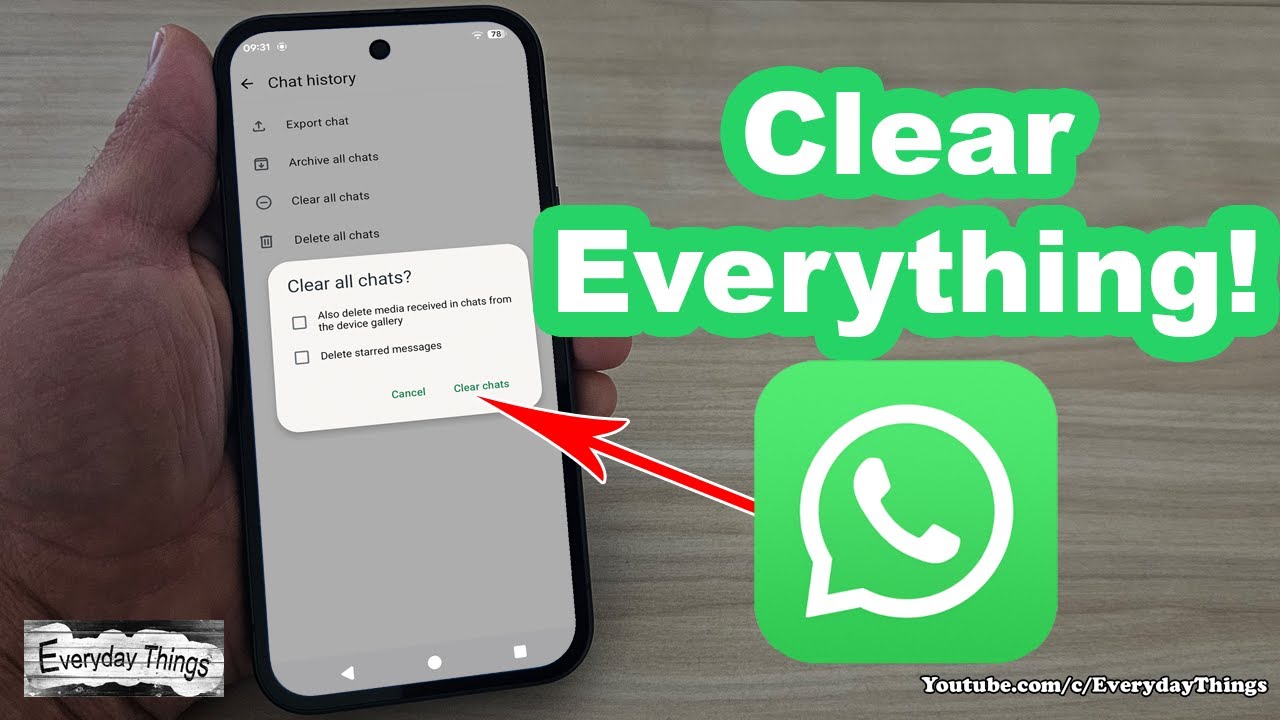 Как очистить все чаты в WhatsApp
