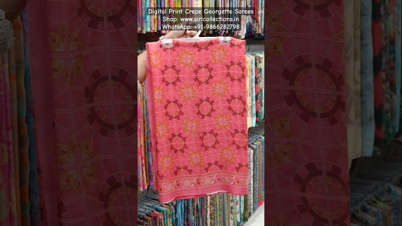 Beautiful Digital Print Crepe Georgette Sarees 