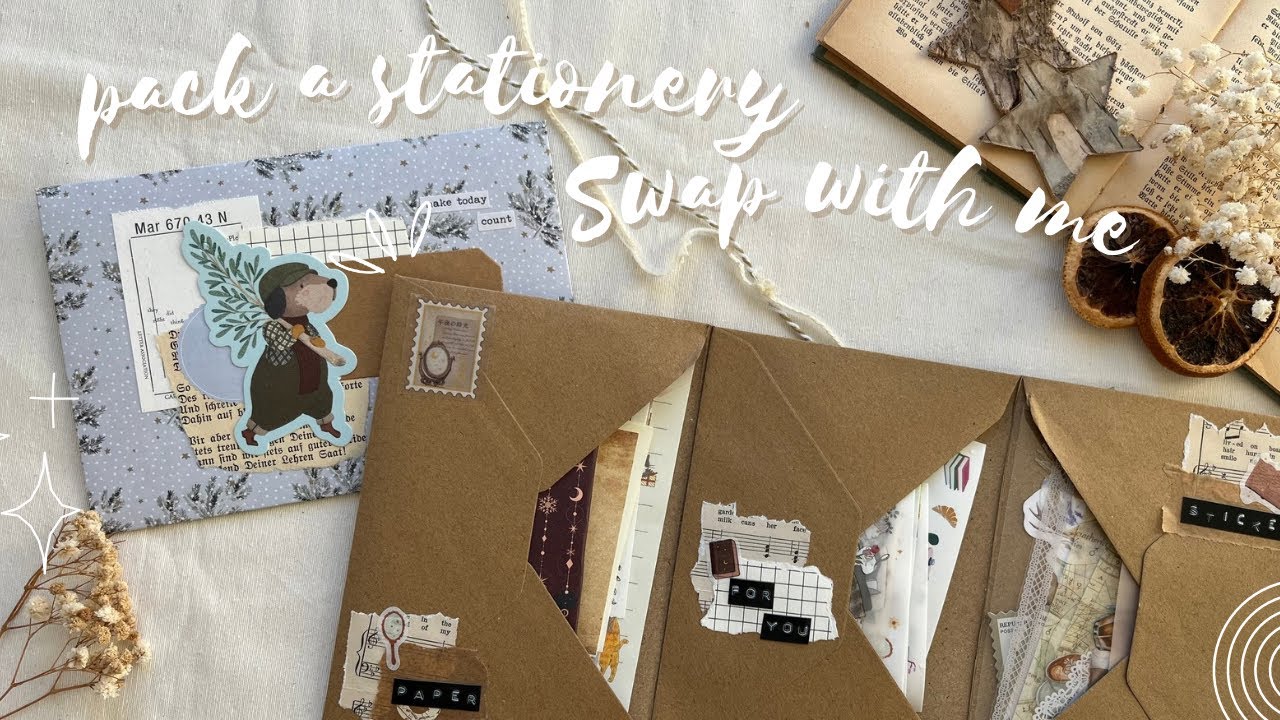Pack a stationery Swap with me - vintage cute journal penpal diy - asmr and lofi, no talking  👩🏼‍🎨
