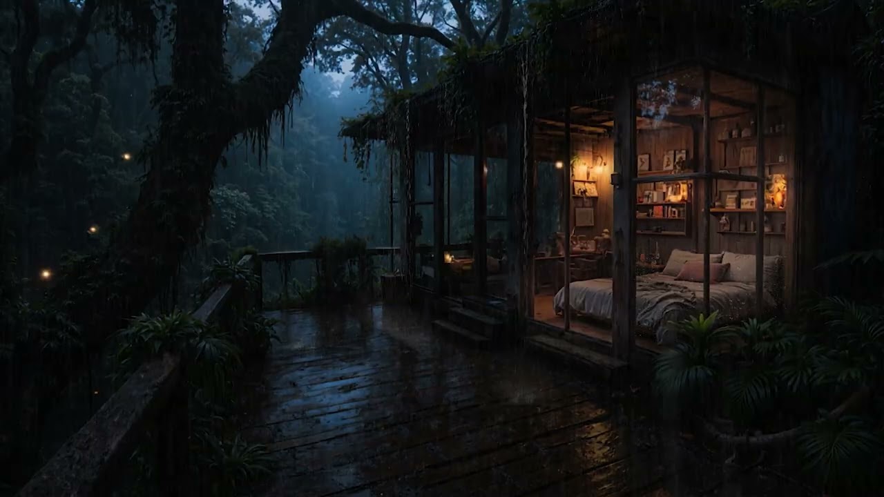 Gentle Rain Falling on a Cozy Cabin in the Forest 🌧️🌲 | Deep Sleep & Relaxation
