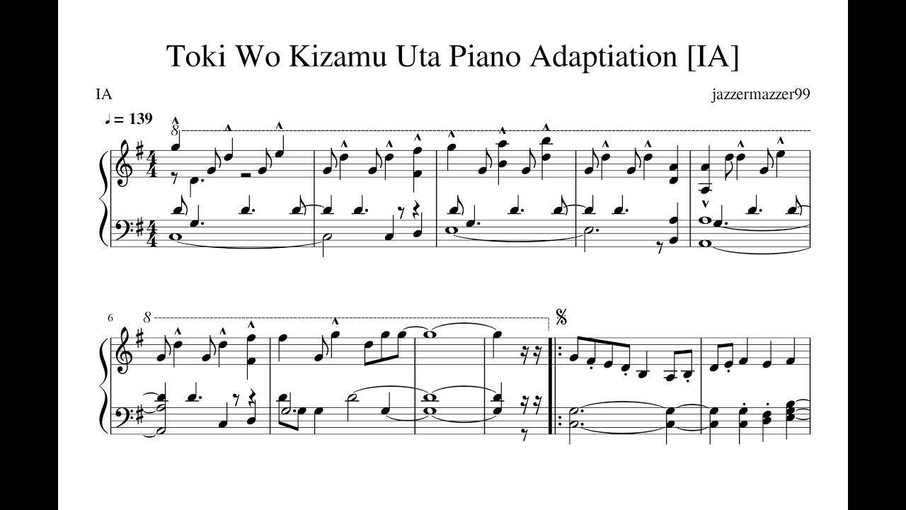 Toki Wo Kizamu Uta Piano Adaptation [IA / Clannad]