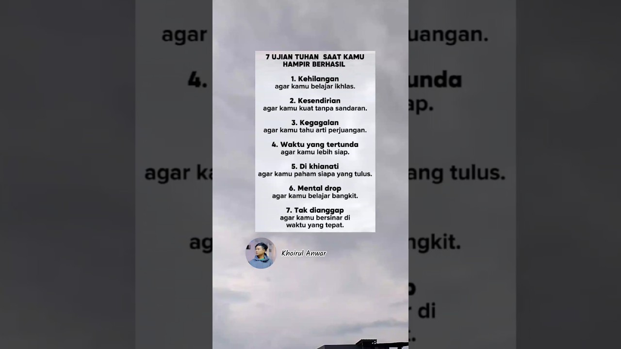 7 ujian tuhan saat kamu hampir berhasil #selfreminder #catatanmotivasi #katahatimotivasi