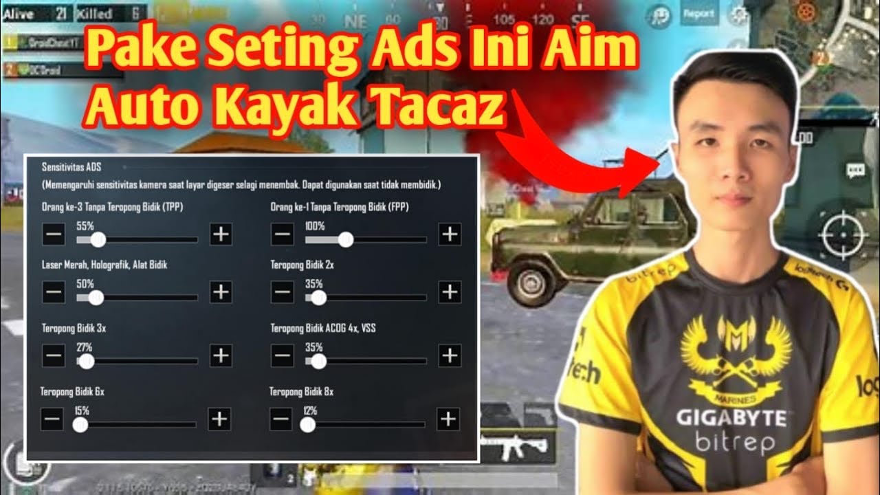 Cara setting ads no recoil tacaz  pubg mobile