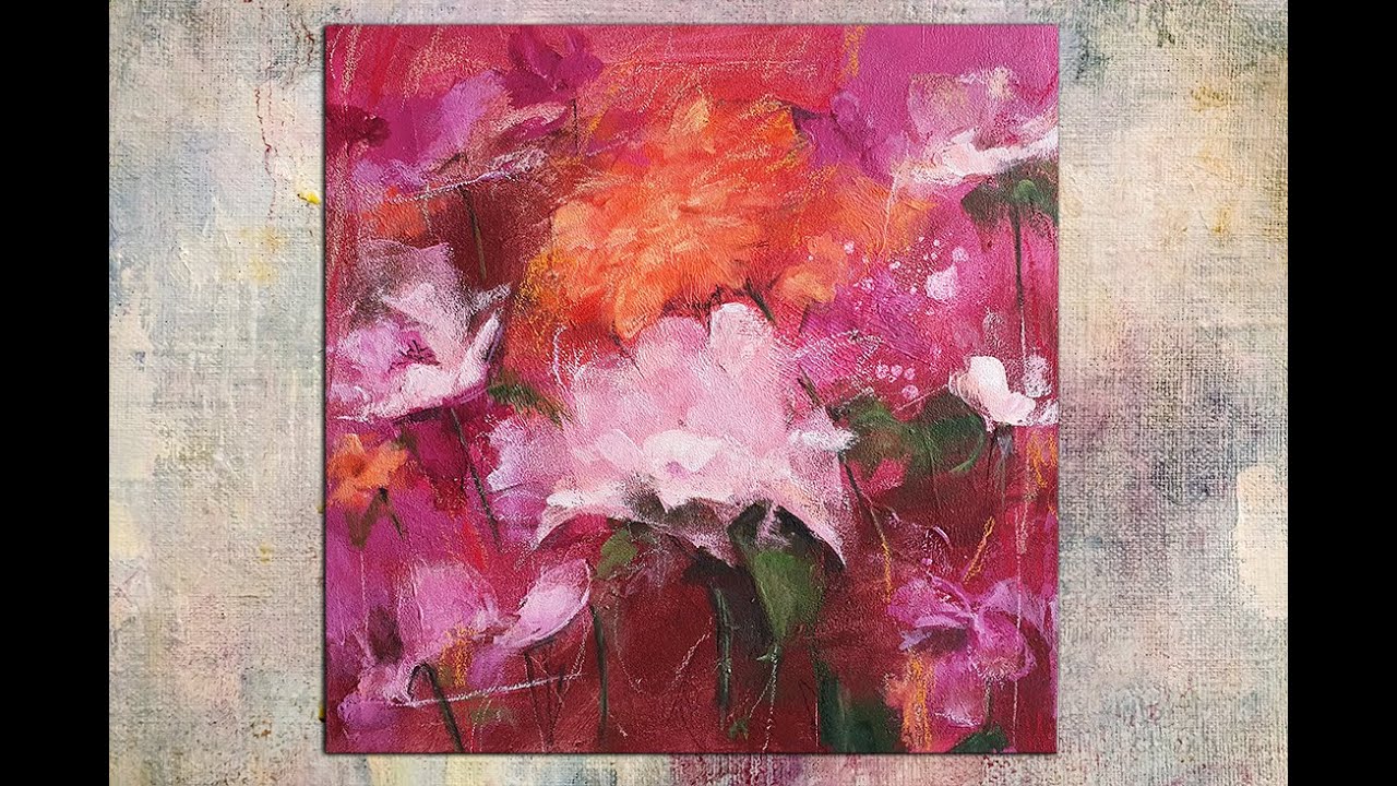 Spontaneous Abstract Floral painting / tutorial/ Acrylic Painting/#002MariArtHome