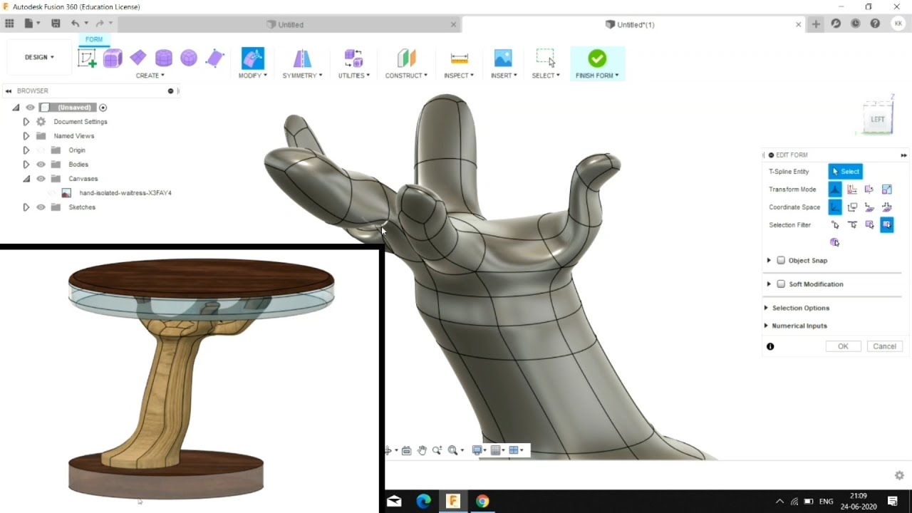 Fusion 360 - Stool design based human arm holding plate