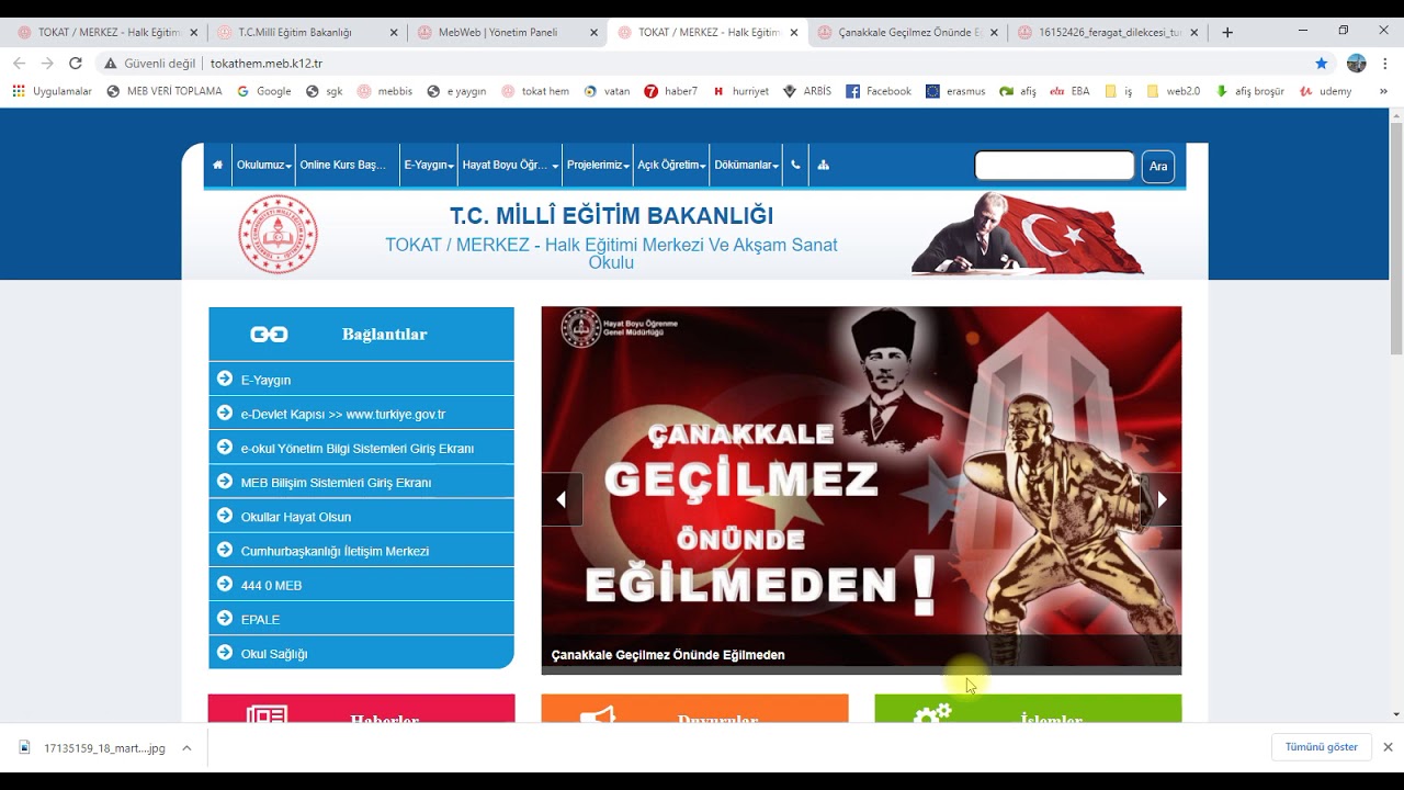 MEB kurumsal web sitesine kısa link atmak-içerik yüklemek