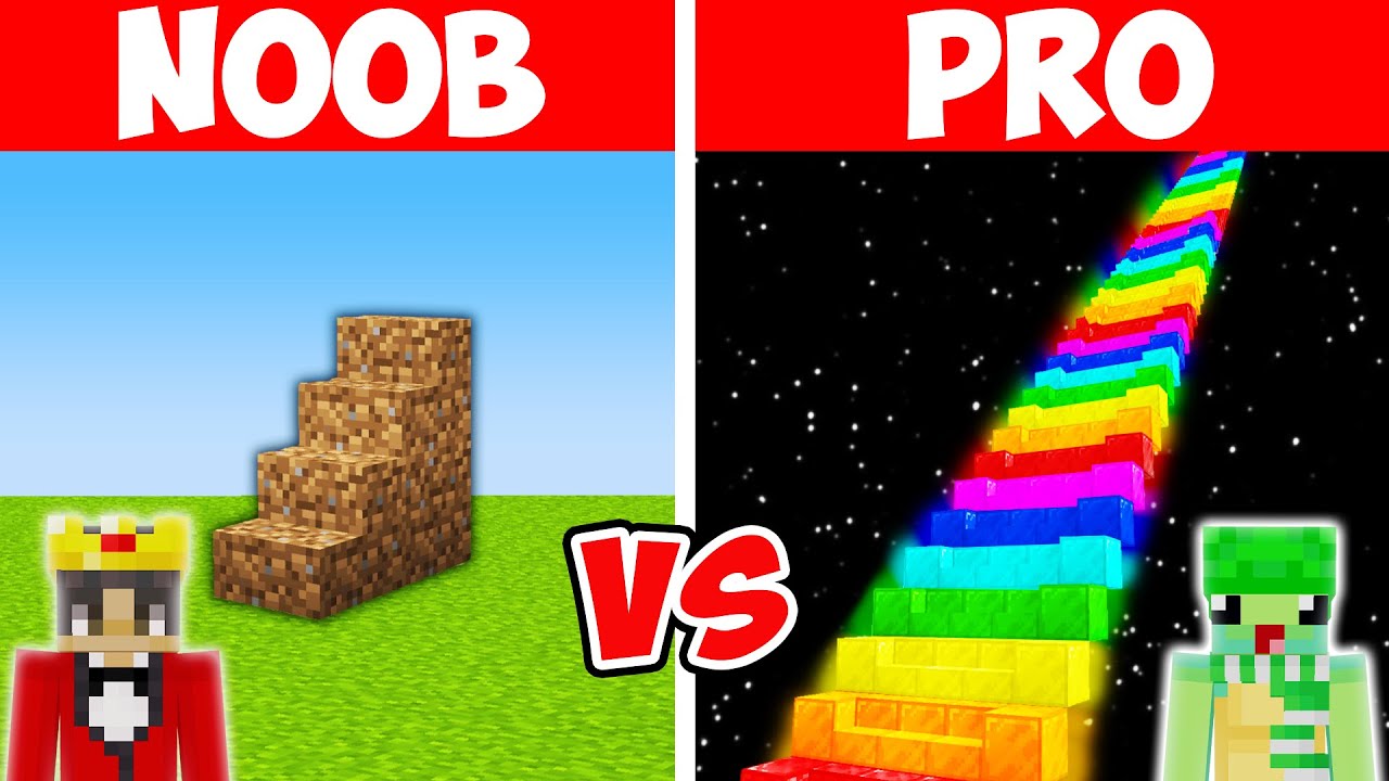 Minecraft NOOB vs PRO: LONGEST STAIRCASE BUILD CHALLENGE