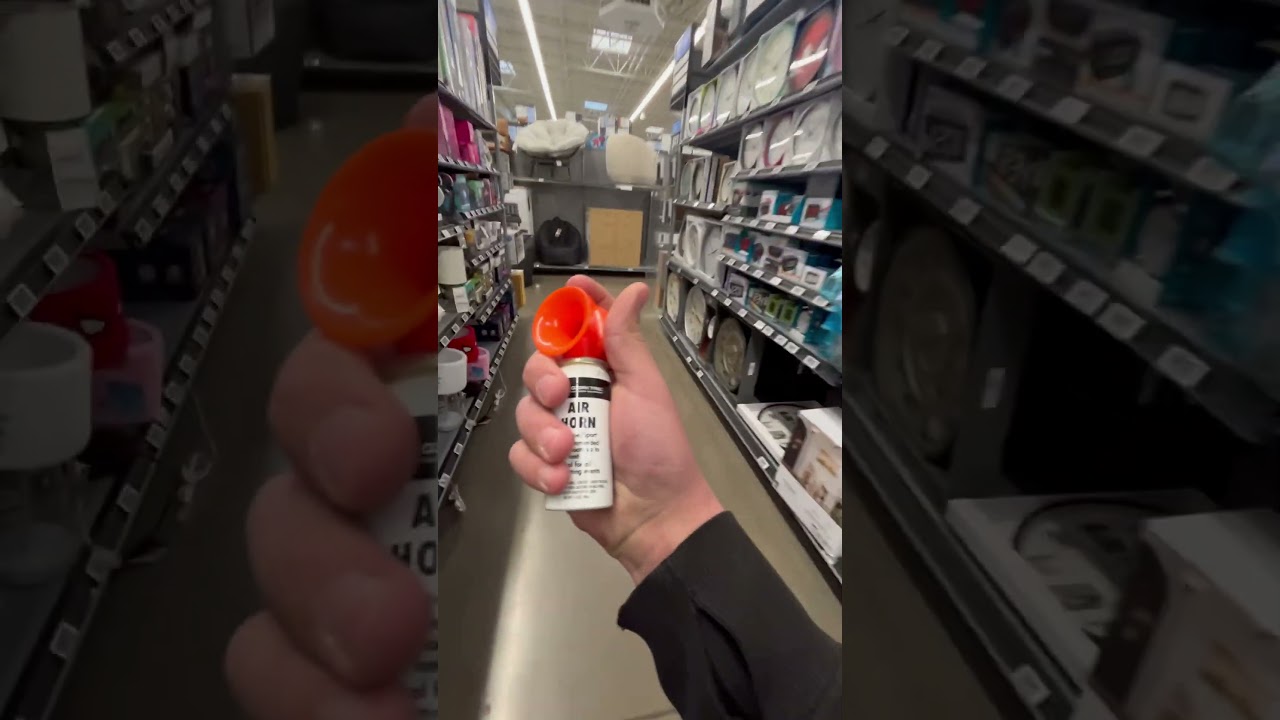 Blowing air horn inside of Walmart