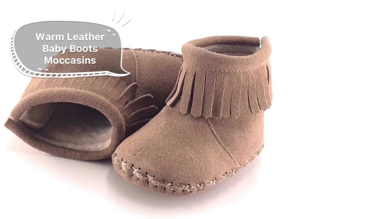 Mid-calf Leather Baby Boots with Mark Thread