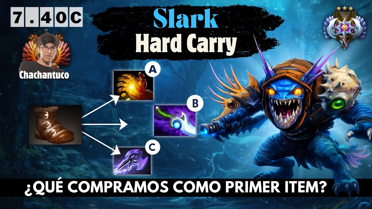EL CARRY META MÁS PICKEADO: ¿DIFUSAL, MATAMAGOS O MIDAS? (Guía Slark Hard Carry 7.40c) #dota2