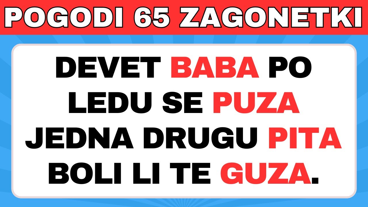 Narodne zagonetke – Možeš li da pogodiš svih 65? 🧠🔥