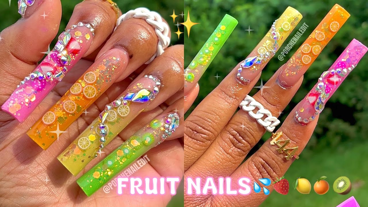 🌈 ФРУКТОВЫЕ НОГТИ 💦🍉🍋🍓🥝🍊✨ | ПОЛНЫЙ УРООК ПО НАРАЩИВАНИЮ АКРИЛОВЫХ НОГТЕЙ
