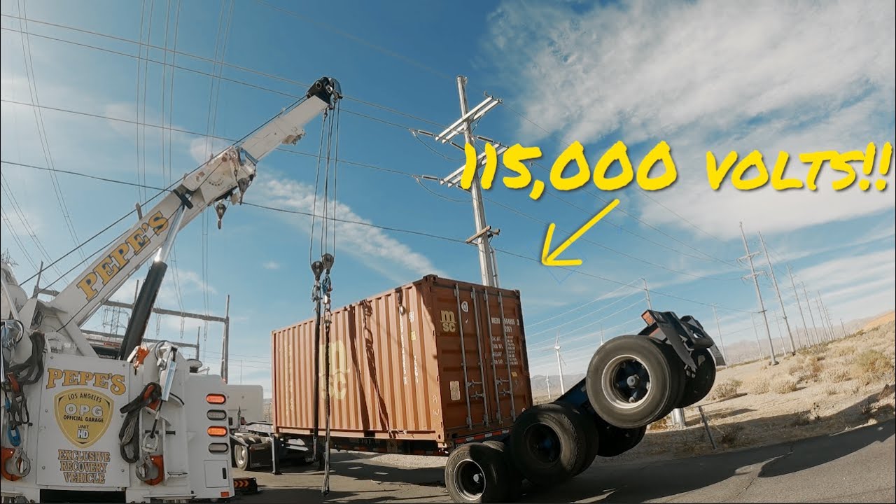 Extreme container lift at a power plant + box truck rollover!